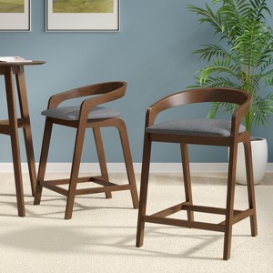 Christopher Knight Home Casper Contemporary 25.25" Rubberwood Counter Stools (Set of 2) - 1 of 4