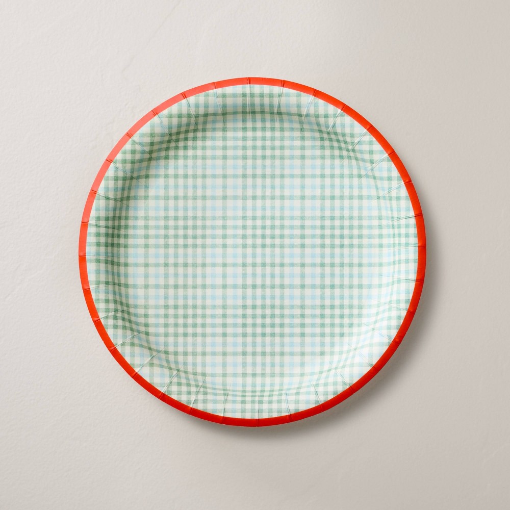 20ct 8.5" Summer Plaid Paper Plates Blue/Green/Orange - Hearth & Hand™ with Magnolia