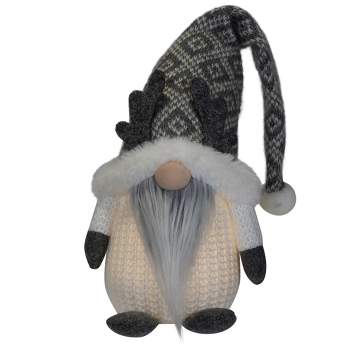 Northlight 9" Lighted Gray and White Christmas Gnome Tabletop Decoration