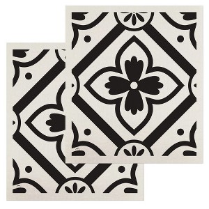 Briarwood Lane Black and White Floral Swedish Dishcloth (2-pack) - 1 of 4