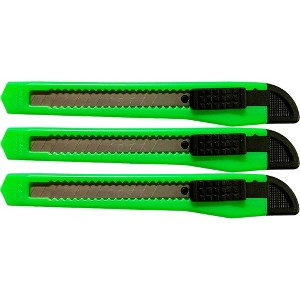 MotoProducts 1 Bulk 5" Box Cutters Neon Green with Snap-Off Blades and Safety Locks - 1 of 4