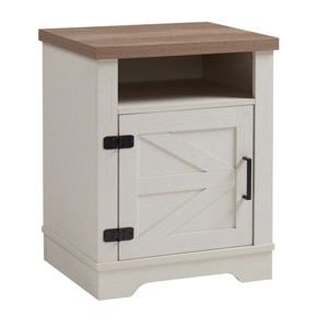 GlasFlength Utility Storage Cabinets Farmhouse Nightstand with Barn Door Storage Fashion Design for Bedroom Office, White, 18.78"*15.35"*24.02" - 1 of 4