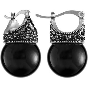 Glass Pearl Earrings Crystal Accent Crown Shape for Wedding, Bridal, Formal & Fashion - 1 of 4