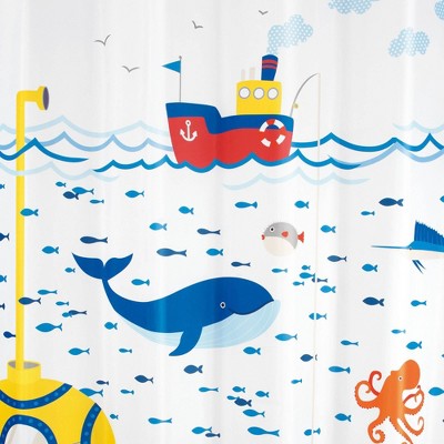 Multicolor Nautical Submarine and Sea Creatures Shower Curtain