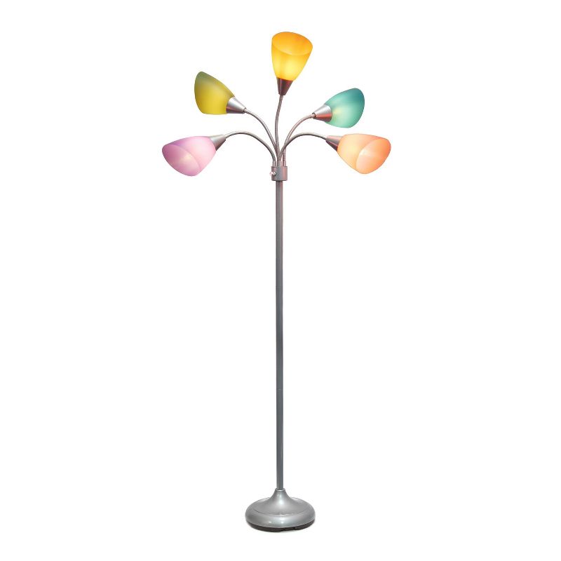 67" Contemporary Multi 5-Head Adjustable Gooseneck Floor Lamp - Simple Designs, 4 of 11