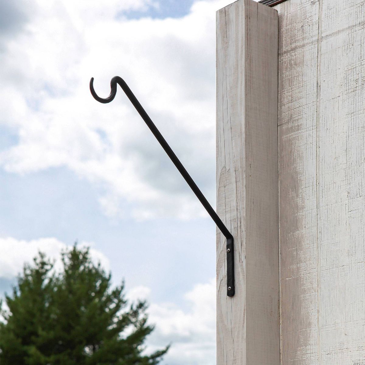 Wrought Iron 45 Degree Wall Mount Bracket Black Powder Coated Finish - Achla Designs - thumbnail 2