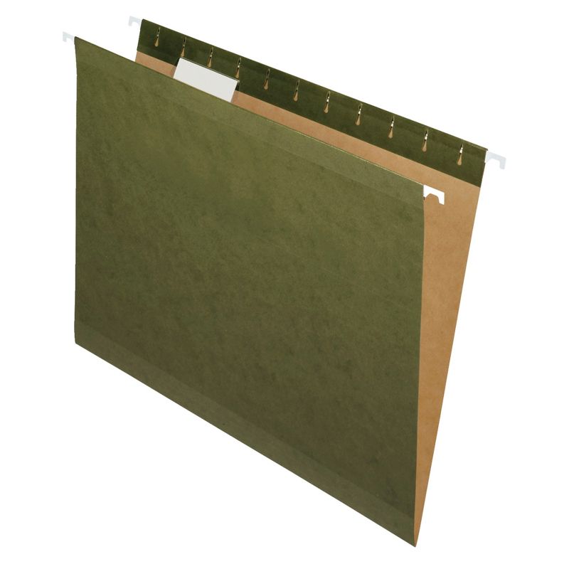 Pendaflex Reinforced Hanging File Folders, 1/5 Cut Tabs, Letter Size, Green, Pack of 25, 1 of 2