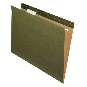 Pendaflex Reinforced Hanging File Folders, 1/5 Cut Tabs, Letter Size, Green, Pack of 25