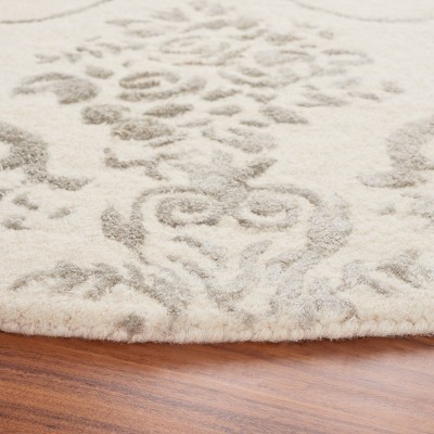 Hand-tufted Elegance Round Gray Wool & Viscose Rug - 59"