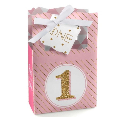 Big Dot of Happiness Adult 40th Birthday - Gold - Birthday Gift Favor Bags - Party Goodie Boxes - Set of 12