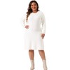 Agnes Orinda Women's Plus Size Crew Neck Long Sleeve Fall Fashion Knit Midi Pullover Sweater Dresses - 3 of 4
