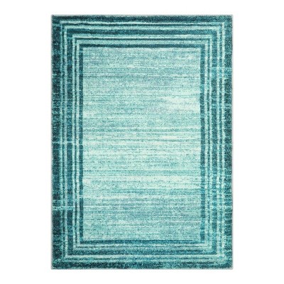 Lahome Loop Border Gradient Style Short Pile Velvet Rectangular Indoor Area Rug