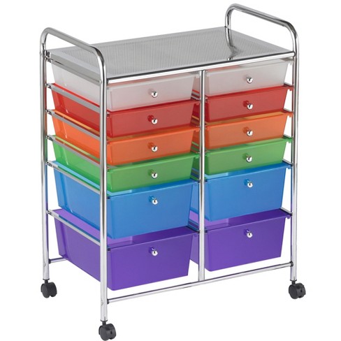 Ecr4kids 12 Drawer 8 4 Plastic Mobile Organizer Rolling Cart