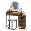 Costway Vanity Table Set 3-Color Dimmable Human Body Induction Light Charging Station - 2 of 4