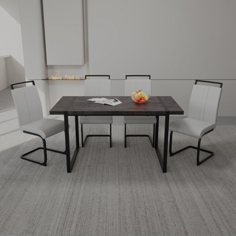 Nicbex Dining Table Set For 4 Rustic Counter Height Table With Black ...