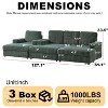 GDFStudio Vale Modern 127" L-shaped 3-Seater Corduroy Upholstered Sectional Sofa with 3 Ottomans - 3 of 4