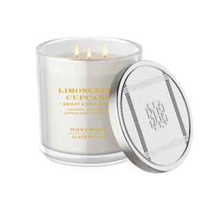 HomeWorx 3 Wick Limoncello Cupcake Glass Jar Candle with Lid 14oz