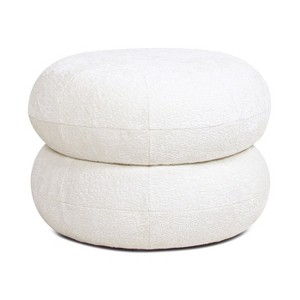 NicBex Nest 19.5" Low Round Upholstered Ottoman, White Fleeced Teddy for Living Room, Bedroom & Entryway - 1 of 4