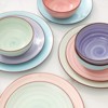 Itopfox 12-Piece Ceramic Dinnerware Set, Handpainted Swirl Plates & Bowls for 4, Scratch Resistant, Dishwasher & Microwave Safe with Black Dots - 3 of 4