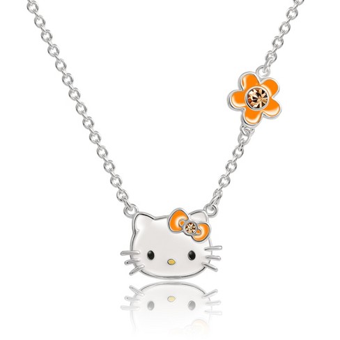 Hello Kitty Womens Enamel Hello Kitty And Sliding Pave Initial Necklace -  Letter O : Target