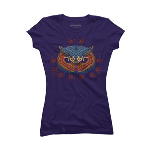 Junior's Design By Humans Owl face By LetterQ T-Shirt - 1 of 3