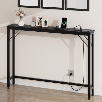 Whizmax 39.3" Narrow Sofa Table with Outlets, Skinny Console Table with Storage, Slim Behind Couch Table for Living Room, Entryway, Hallway, Foyer