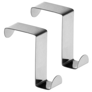 LunaLulinlk 2pcs Over the Door Hooks, Stainless Steel Reversible Cabinet Towel Hanger, Z-Shaped Hanging Hooks Hold Up to 6.6Lbs - 1 of 4