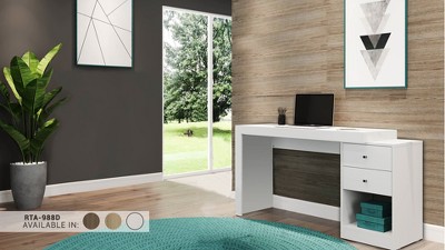 Expandable Pine Wood Home Office Desk with Storage Drawers