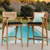 Best Choice Products Set of 2 Outdoor Acacia Wood Bar Stools Bar Chairs w/ Weather-Resistant Cushions - Teak Finish - 3 of 4