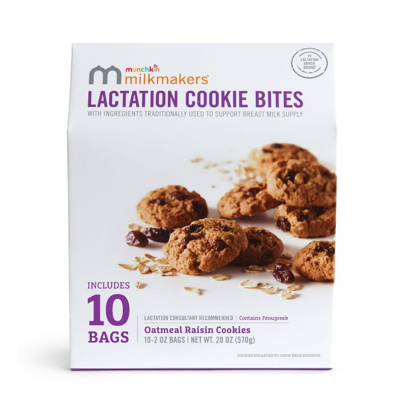 Munchkin Milkmakers Lactation Cookie Bites - Oatmeal Raisin - 20oz/10ct, 1 of 8
