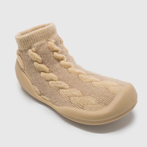 Komuello Toddler Boy Girl First Walk Sock Shoes Cable Knit Dark Beige Target