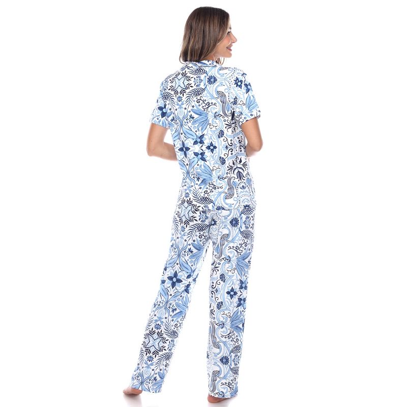 Women's Short Sleeve Top and Pants Pajama Set - White Mark, 4 of 6