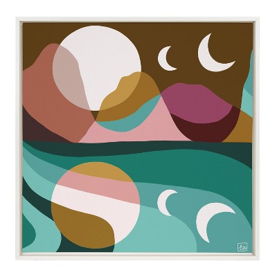 30" x 30" Sylvie Tide Framed Canvas by Erika Wynn White - Kate & Laurel All Things Decor: Plastic Frame, Sawtooth Back, Digital Art