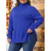 Women's Plus Size Turtle Neck Long Sleeve Knit Side Slit Casual Loose Pullover Sweater - Agnes Orinda - 2 of 4