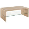 Ren Home Maja Rounded Coffee Table with Glass Shelf, Oak - 3 of 4