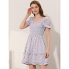 INSPIRE CHIC Women's Puff Sleeve Ruffle Hem Square Neck Smocked Dress - 2 of 4