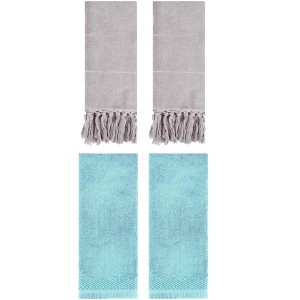REGALWOVEN 4 Packs Cotton Absorbent Soft Turkish Hand Towels with tassel for Bathroom - 1 of 4