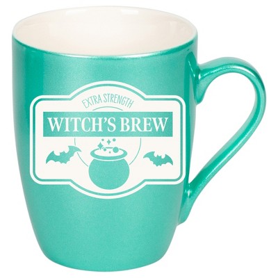 100 North Magic Potion 10 Ounce Seafoam Metallic Finish, Comfortably Fits Your Hands, New Bone China Coffee Tea Cup Mug, Witch's Brew