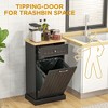 Vynxaria Kitchen Tilt Out Trash Bin Cabinet Free Standing Recycling Cabinet Trash Can Holder With Drawer, Black - 2 of 4