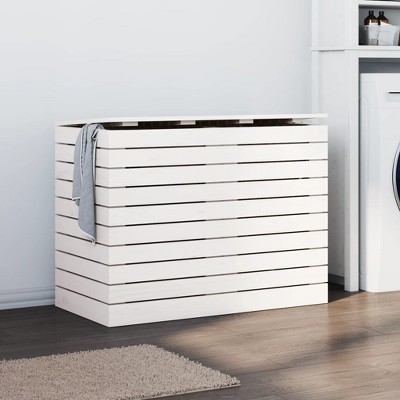 vidaXL Laundry Basket White 34.8 in.x17.3 in.x26 in. Solid Wood Pine