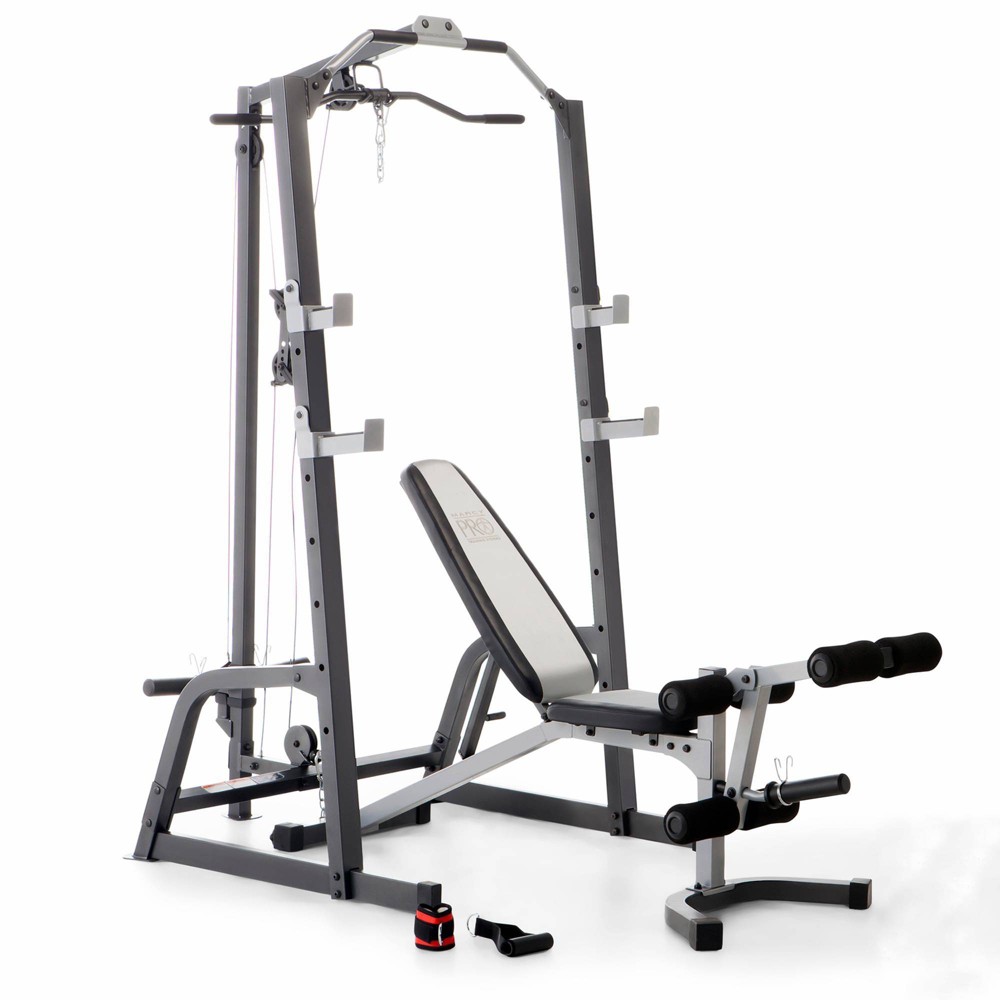 Marcy Home Gym Fitness Deluxe Cage System Machine with Weight Lifting Bench