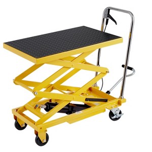 AMERLIFE Hydraulic Lift Table Cart, 330lbs Capacity 50" Lifting Height, Double Scissor Lift Table with 4 Wheels and Non-Slip Pad - 1 of 4