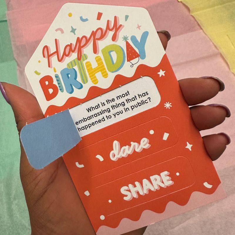 Big Dot of Happiness Party Time - Happy Birthday Party Game Pickle Cards - Truth, Dare, Share Pull Tabs - Set of 12, 3 of 9
