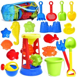 Beach Toys, 19 PCS Sand Toys Set Kids Sandbox Toys Includes Water Wheel Beach Tool Kit Bucket Watering Can Molds Sand Toys - 1 of 4