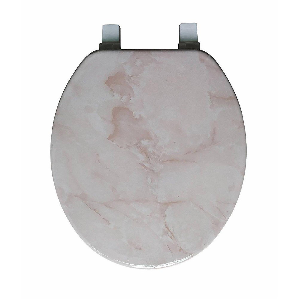 Photos - Toilet Accessory Marble Print Toilet Seat Beige - J&V TEXTILES