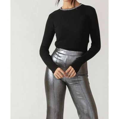 Women's Rhinestone Neckline Knit Top - FLYING TOMATO
