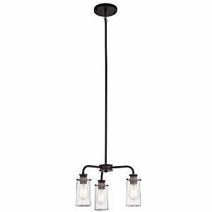 Braelyn 11.25" 3 Light Mini Convertible Chandelier or Semi Flush with Clear Seeded Glass Classic Pewter - 1 of 3