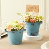 Juvale 4 Pack Small Galvanized Buckets with Handles, Blue Metal Tin Planters for Plants, Flower Pots, 5 x 4 Inch - 3 of 4