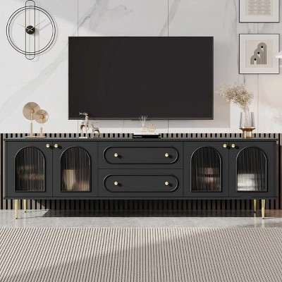 78.7'' Modern TV Stand,TV Cabinet With Fluted Glass Doors,TV cabinet With Drawers, TV Stand Console For Living Room-Cuddlewood
