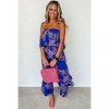 Amaryllis Women's Strapless Ruffle Hem Jumpsuit Smocked Waist Wide Leg Flowy One-Piece Effortless Outfit - 2 of 4